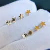 Earrings YUNLI Real 18K Rose Gold Stud Earrings Pure AU750 Simple Star Design for Women Fine Jewelry Gift