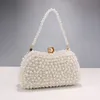 Pearl Women Evening Bags Hollow Out Vintage Beading Clutch med handtag Chain Handbags Diamonds Holder 240402