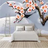 Wallpapers Milofi Fabricantes Personalizado 3D Orgulhoso Neve Plum Blossoms Flores e Pássaros Fundo Artístico Papel de Parede Murais