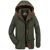 メンズジャケット冬の厚さジャケットメンプラスサイズ5xl 6xl 7xlアウターウェインウィンドブレイカーコットンフリースメンズミリタリーマルチポケットフード