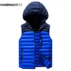 Winter Sleeveless Mens Jacket Men Down Vest Warm Thick Hooded Coats Male Cottonpadded Work Waistcoat Gilet Homme 6Xl