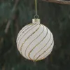 Dekoracja imprezy 8pc/plecak średnica 8 cm Koralika powierzchniowa Kucha Gold Srebrna proszek Glass Ball Friend Dift Christmas Day Hanging Globe