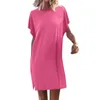 Casual Dresses Womens Summer Qutfits Kort ärm T Shirt Dress Slit Beach Batwing Loose Maxi