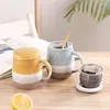 Mugs Large Ceramic Coffee Mug With Lid And Stainless Steel Infuser Loose Tea Perfect Set For Office Home Uses