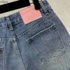Marka Şort Tasarımcı Denimler Pantolon Kadın Şort Bahar Bayan Kot Moda Logosu Düzensiz Kesim Yüksek Bel ve Geniş Bacaklar Denim Kısa 02