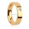 POYA Jewelry 8mm Men's Gold Plated CZ Stone Inlay Stainless Steel Wedding Rings