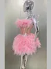 Casual Dresses Pink Color Women Sexig Laced-Up Ball Gown Mini Dress Cute Girls 'Birthday Party Celebrate Nightclub Outfit