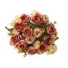 Decorative Flowers Realistic Simulated Flower Artificial Bouquet With Rose Chamomile For Home Wedding Party Decor Non-withering
