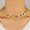 Pendant Necklaces 2024 Hip Hop Sparkling CZ Miami Cuban Link Chain Necklaces For Women Ladies Fashion Gold Filled Micro Pave Iced Out Jewelry 38cm Q240402