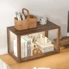 Kök förvaring skrivbord fast trä display stativ hushåll akryl dammsäker dörr kontor enkel kosmetika liten hylla