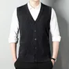 Mens Thickened Casual Sweater Tank Top Autumn and Winter Warm Mens Cardigan Tank Top 240320