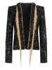 Damenjacken HIGH STREET Est 2024 Designermode Quastenketten Paillettenjacke