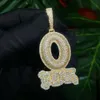 Pendant Necklaces 2024 Iced Out Letter Charm Letter O Block Pendant Necklace Bling Cubic Zirconia Punk Styles Hip Hop Men Boy Rope Chain Jewelry Q240402