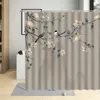 Rideaux de douche Style chinois Fleurs et oiseaux Rideau Animal Plante Peint Art Fond Maison Salle de bain avec crochet Lavable Décoration
