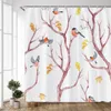 Shower Curtains Chinese Style Birds Animals Plant Leaves Asian Watercolor Print Bath Curtain Set Polyester Fabric Bathroom Decor