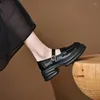 Casual Shoes Black Patent Leather Mary Jane Women Ankle Buckle Chunky Heels Pumps Woman 2024 Autumn Thick Platform Loafers Ladies