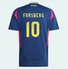 2024 Suède Euro Cup Soccer Jersey IBRAHIMOVIC 2025 Équipe nationale suédoise 24/25 Maillot de football Kit pour enfants Accueil Jaune Extérieur Bleu Marine Uniforme pour hommes LARSSON FORSBERG