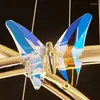 Taklampor Gold Ring LED Butterfly Lighting Fixtures El Room Clothes Store Office Foyer Restaurant Hang Lamp Loft Deco