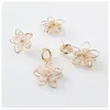 Baumelnde Ohrringe 925 Silber Nadel Retro-Stil Blume Acryllegierung Goldfarbe Ohrstecker Set für Frauen Schmuck Geschenk