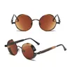 Lunettes de soleil FOENIXSONG Femmes Rondes Pour Hommes Femmes Gothique Steam Punk Noir Rouge Gris Rétro Steampunk Lunettes De Soleil Miroir Lunettes