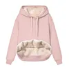 Plus Size Sweatshirts Voor Vrouwen Dikke Fleece Hoodie Sweatshirt Fleece Gevoerde Winter Fluwelen Capuchon V-hals Lange Mouw Ondergoed