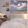 タペストリー美しい窓の風景夢のような背景ぶら下がっている布の屋内寝室の装飾壁布寮タペストリー240328