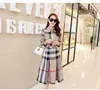 2024 Designer Spring Women's Luxury Robe Summer Summer Long Stand Collar Plaid Party Work Shirt Confortable Robe pour femmes