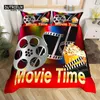 Bedding Sets Movie Time Comforter Cover Theater Set Cinema Poster Duvet Microfiber Popcorn Bedspread