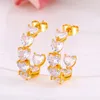 Stud Earrings ISUEVA Gold Plated Cute Heart Big For Women Pink Zircon Piercing Hoop 2024 Fashion Jewelry Wholesale