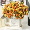 Decorative Flowers Realistic Simulated Flower Artificial Bouquet With Rose Chamomile For Home Wedding Party Decor Non-withering