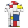 Retro Mondriaan Plaid Casual T-shirts Mondriaan Moderne Kunst Polo Shirts Kraag Y2K Shirt Mannen Grafische Kleding 4XL 5XL 6XL 240320