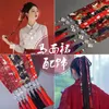 Hårklipp retro kinesiska Hanfu Red Chiffon Tassel Hairband för huvudbonad Kvinnor Bältband Ornament Bindtillbehör Gåvor