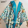 Vestidos Casuais Kuwait Sunmer 2024 Winyi Mulheres Cardigan Casaco Solto Vestido Longo Cocktail Party Boho Maxi Feriado Africano Batwing Manga Seda