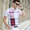 Tpjb camisa polo masculina xadrez verão moda clássico casual topos de manga curta famosa marca algodão negócios polo camisas 240320