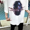 T-shirt vintage a maniche corte TS High Street Hip Hop invecchiata e lavata per uomo e donna