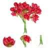 Fleurs décoratives 10 paquets de couvre-chef de Noël fleur de baie artificielle faux décor rouge houx pics baies bricolage pour tiges de simulation