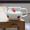와인 안경 유리 유리짜리 컵 오트밀 장식 죽 그릇 딸기 패턴 커피