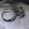 Solitaire 8mm anel de diamante 925 prata esterlina jóias coração amor noivado anéis de banda de casamento para mulheres acessório de festa de noiva 240402