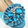 Slyckor Venus Chan 2023 Nyaste mode Sky Blue Color Sweet Style Party Wedding Ladies Shoes and Bag Decorated With Rhinestone