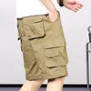 Men's Shorts Men Loose Large Size Multi-Pocket Overalls Summer Cotton Military Cargo Pants Outdoor Casual Sports Tactical