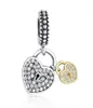 Micro Pave Crystal Gold Plated Heart Padlock Charm Pendants 925 Sterling Silver Dangle Charms Pärl för europeiska kvinnor DIY -märke BR4239694