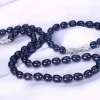 Braccialetti set di gioielli perle neri naturali per donne, gioielli di moda pennagliere per orecchini Bracelecklace, forma del riso 89mm zircone a stella perla