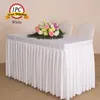 Saia de mesa frete grátis 1 peça tecido de poliéster luxuoso oval branco plissado capa para festa de casamento decoração de reunião el