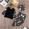 Ensembles de vêtements mignon né bébé fille garçon vêtements cerf hauts t-shirt à manches longues pantalon chapeau décontracté casquette 3pcs tenues ensemble automne 3319395 drop dhsqr