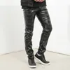 Pantalon masculin Pu Leather Style Night Club Dance Faux Slim Fit Skinny Motorcycle pantalon