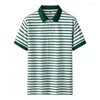 Polos pour hommes Hommes Summer Fashion Polo Shirt Casual Holiday Home Bouton rayé Respirant Loose Fit M-4XL