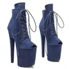 Dansschoenen Mode Sexy Model Toont Suede Bovenste 20 Cm/8 Inch Vrouwen Platform Party Hoge Hakken Pole laarzen 479