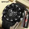 Wristwatches SANDA Men Military Watches Big Spider Dial Sport Watch LED Digital Waterproof Multifunction Dual Display Clock Relogio