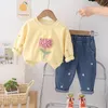 Bahar Sonbahar Bebek Kız Giysileri Çocuklar Erkekler Sıradan T-Shirt Pantolon 2 PCS/Setler Bebek Kıyafetleri Toddler Kostüm Çocuk Takibi 240328