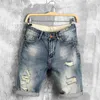 Mens şort yaz denim erkek kot pantolon erkekler jean bermuda paten tahtası harem jogger ayak bileği yırtık dalga artı boy damla dağıtım kıyafetleri dhb7i